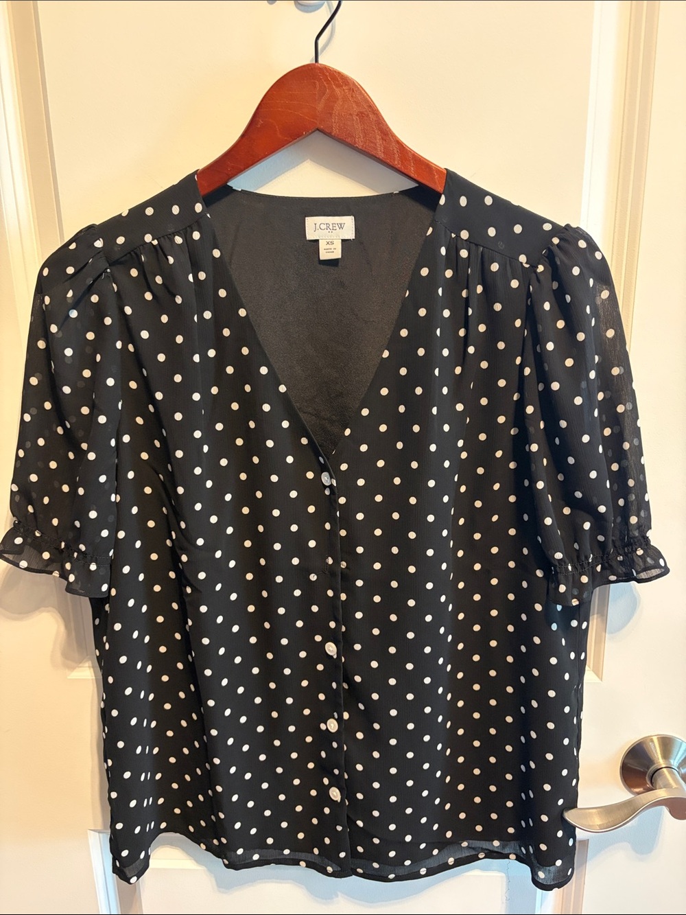 J. Crew Factory Polka Dot Button-Front Blouse